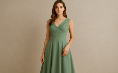 Robe cocktail vert sauge : élégance naturelle pour une allure inoubliable
